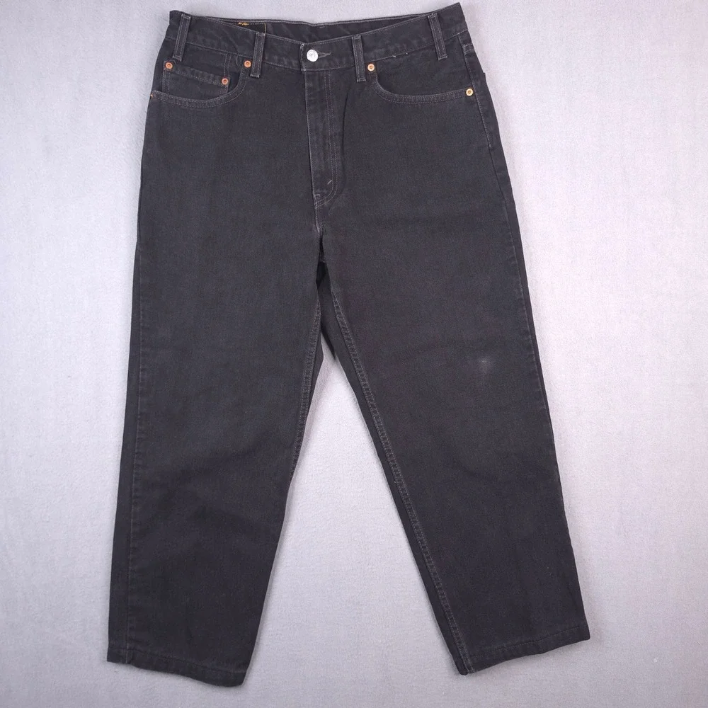 Levis 550 Jeans Relaxed Fit Black 36x32 Cotton Tapered Leg Vintage 90s Style